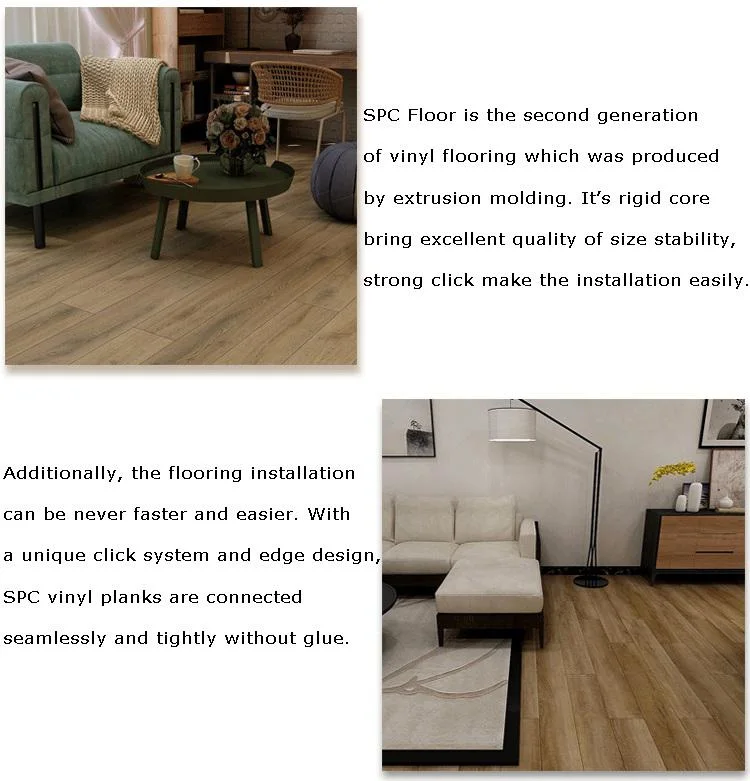 Embossed Texture PVC Virgin Material Plastic Vinyl Tiles Spc Flooring